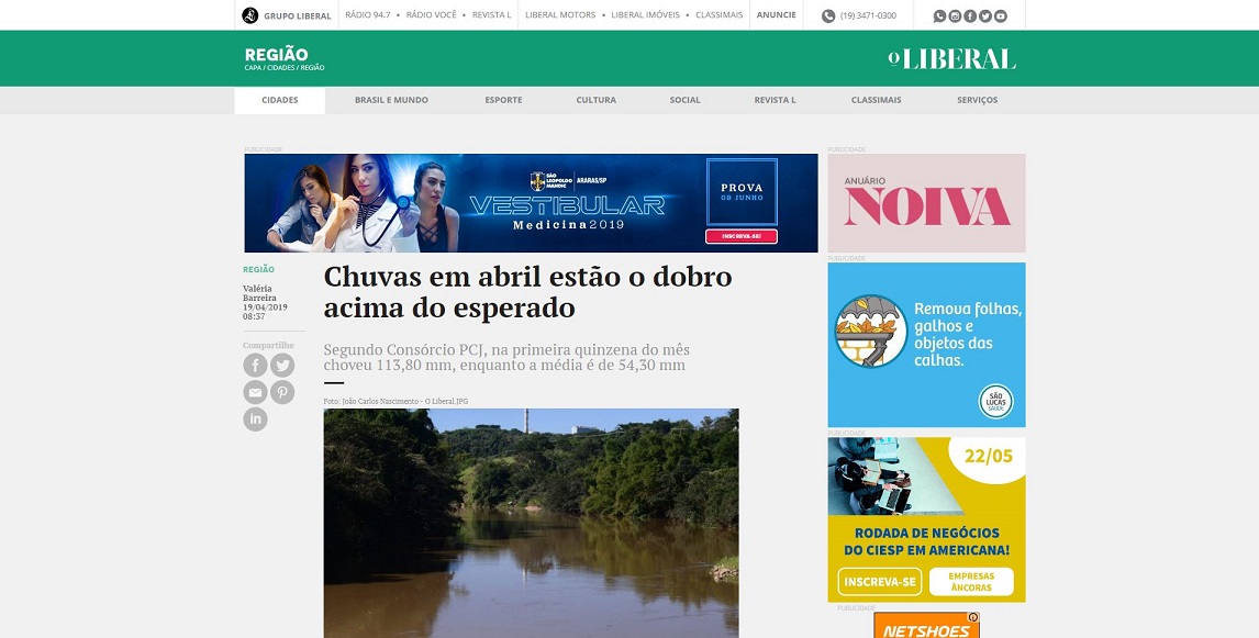 O Jornal O Liberal aborda sobre chuvas de abril na região