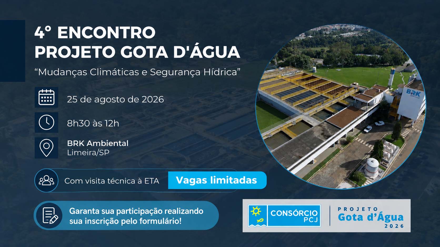4º Encontro do Projeto Gota d’Água 2026 abordará sobre “Mudanças Climáticas e Segurança Hídrica”